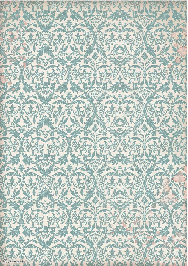 Stamperia Venice City of Art A4 Rice Paper -  Turquoise Tapestry (DFSA41045)