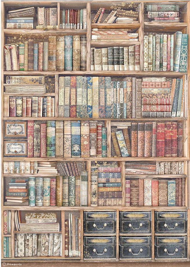 Stamperia Venice City of Art A4 Rice Paper - Vintage Books (DFSA41044)