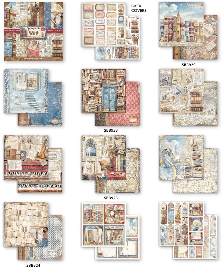 Stamperia Vintage Library 8x8 Paper Pack