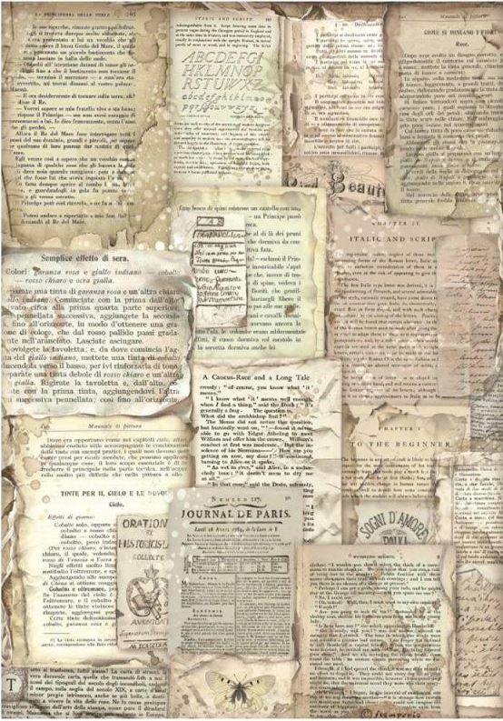 Stamperia Vintage Library A4 Rice Paper - PAGES DFSA4758