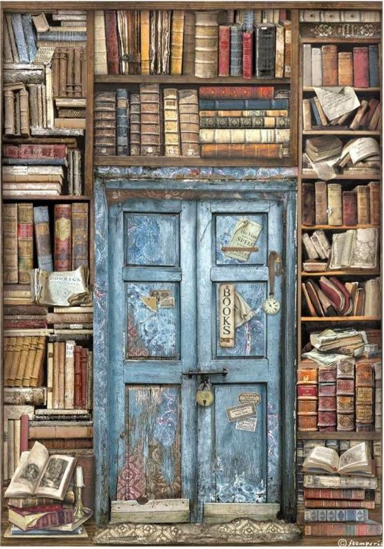 Stamperia Vintage Library A4 Rice Paper - DOOR DFSA4753