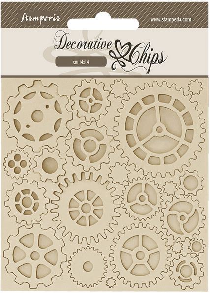 Stamperia Voyages Fantastiques Decorative Chips Gears (SCB203)