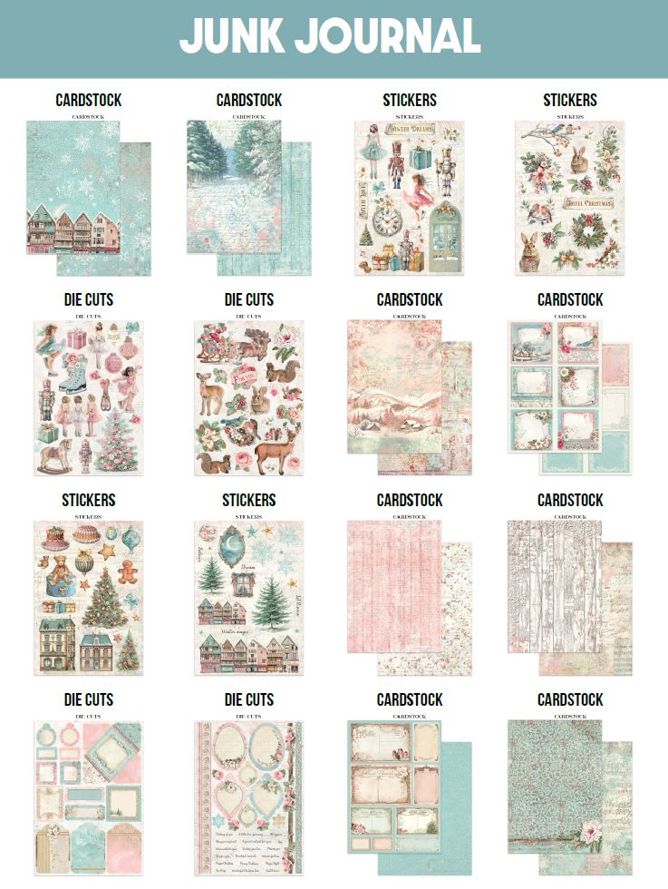 Stamperia Winter Magic Junk Journal Stickers, Backgrounds, Cut-Outs