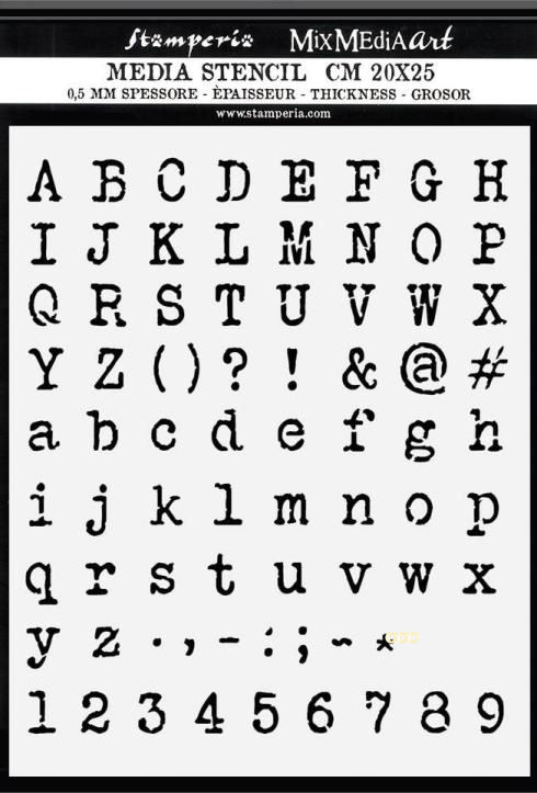 Stamperia Thick Stencil 20x25cm - Alphabet and Numbers (KSTD061)
