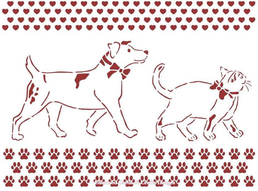 Stamperia DayDream Stencil 20x15cm   - Dog & Cat KSD312