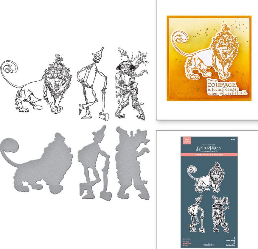 Spellbinders/Graphic 45 Wonder of Oz BetterPress Plate & Die Set Tin Man, Scarecrow & Lion (BP-332)