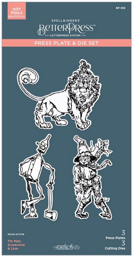 Spellbinders/Graphic 45 Wonder of Oz BetterPress Plate & Die Set Tin Man, Scarecrow & Lion (BP-332)