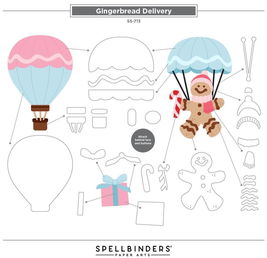 Stamperia & Spellbinders Candy Christmas Etched Dies Gingerbread Delivery (S5-713)