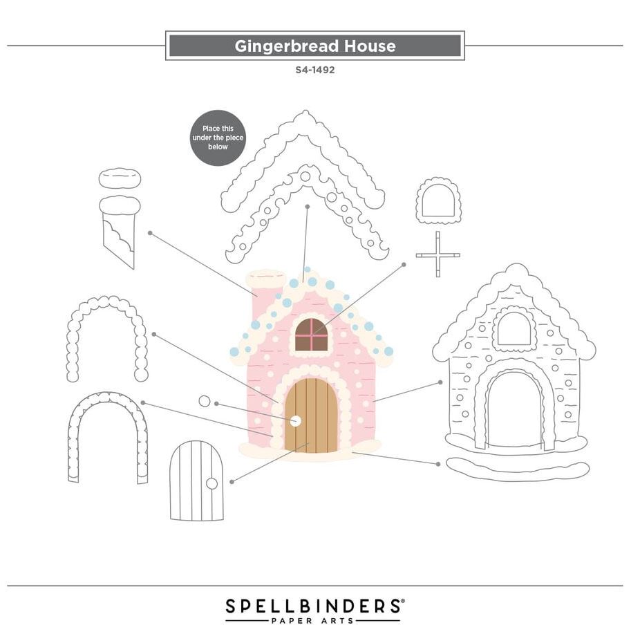 Stamperia & Spellbinders Candy Christmas Etched Dies Gingerbread House (S4-1492)