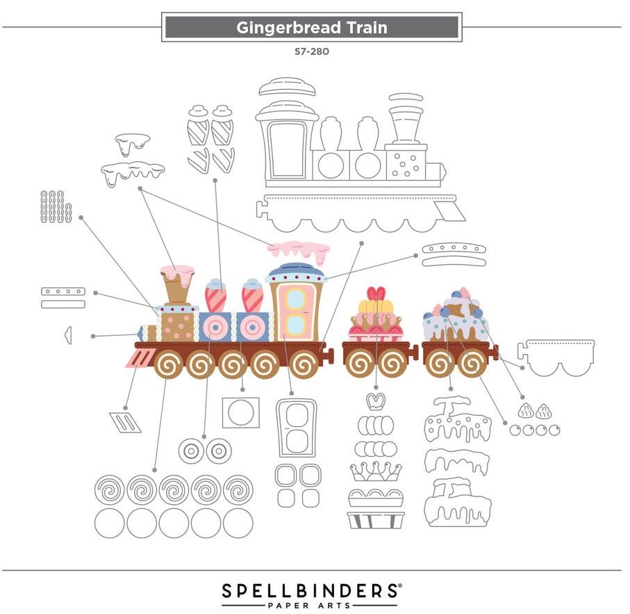 Stamperia & Spellbinders Candy Christmas Etched Dies Gingerbread Train (S7-280)