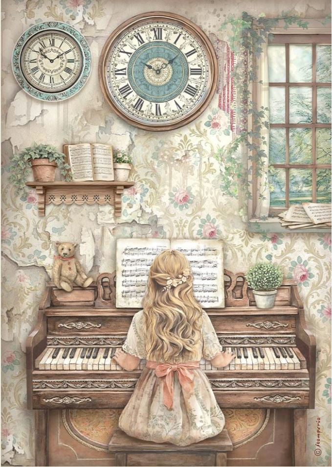 Stamperia Symphony A4 Rice Paper - Piano (DFSA41123)