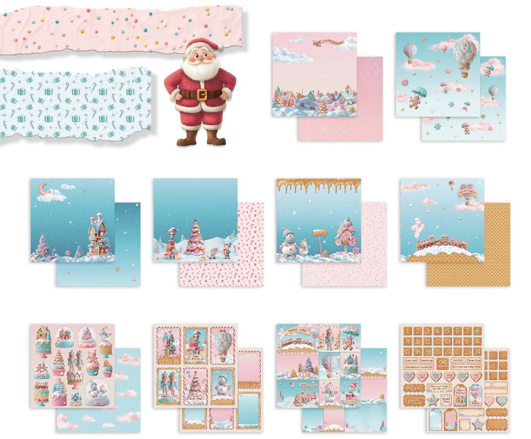 Stamperia Candy Christmas 8x8 Inch Paper Pack (SBBS129) 