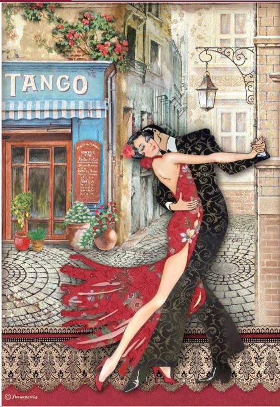 PRE-ORDER: Stamperia Desire A4 Rice Paper - Tango DFSA717