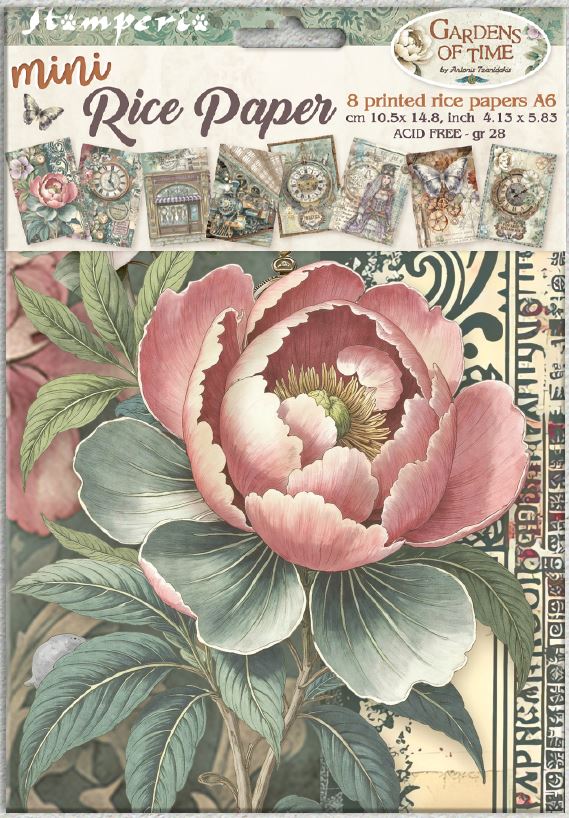 Stamperia Gardens of Time A6 Mini Rice Paper (8pcs) 