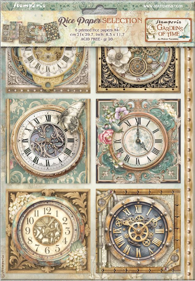 Stamperia Gardens of Time A4 Rice Paper Selection (6pcs) 