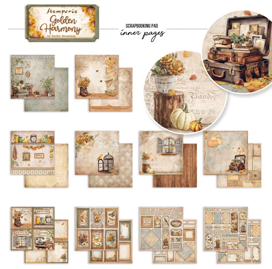 Stamperia Golden Harmony 8x8  Paper Pack
