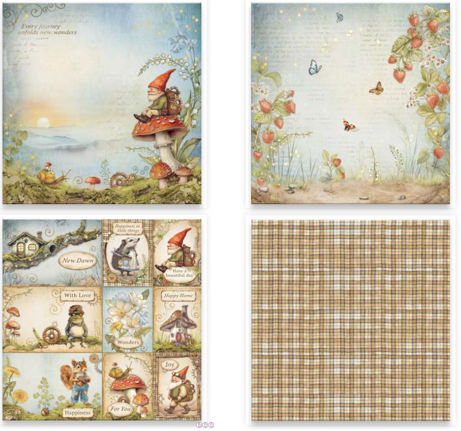 Stamperia Hidden Grove 12x12 Inch Fabric Sheet (4pcs) 