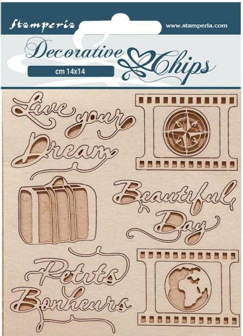 Stamperia Decorative chips - Create Happiness Oh l l Live Your Dream SCB165