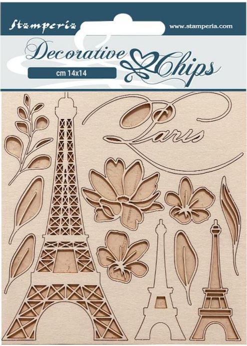 Stamperia Decorative chips - Create Happiness Oh l l Tour Eiffel SCB165