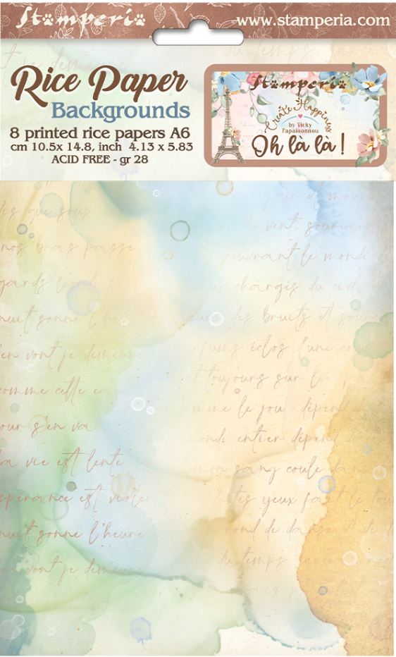 Stamperia Selection 8 Rice paper A6 backgrounds - Create Happiness Oh l l