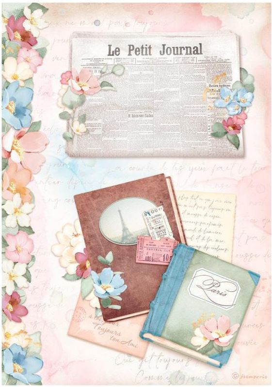 Stamperia A4 Rice paper - Create Happiness Oh l l Le petit Journal DFSA4763