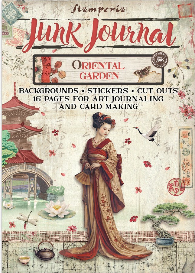 Stamperia Oriental Garden Junk Journal Stickers, Backgrounds, Cut-Outs (SBJK26) 