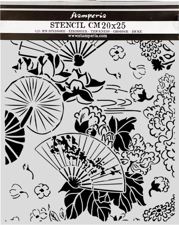 Stamperia Oriental Garden Thick Stencils 20x25cm Fans (KSTD213) 