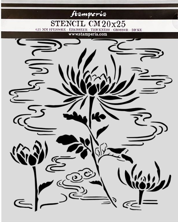 Stamperia Oriental Garden Thick Stencils 20x25cm Lotus Flower (KSTD214) 