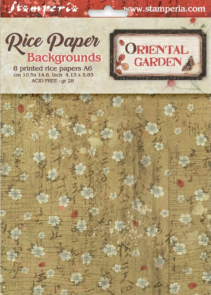 Stamperia Oriental Garden  A6 Rice Paper Backgrounds Selection (8pcs) (DFSAK6057) 