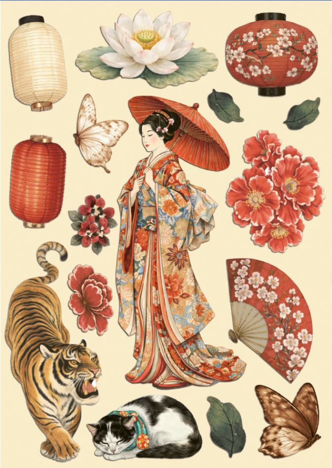 Stamperia Oriental Garden A5 Colored Wooden Shapes (KLSP204) 
