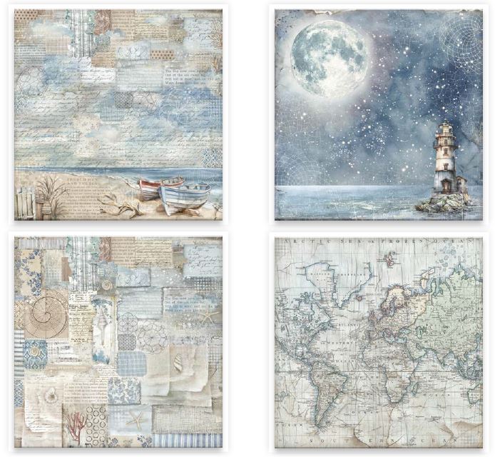 Stamperia Silent Sea 12x12 Inch Fabric Sheet (4pcs)