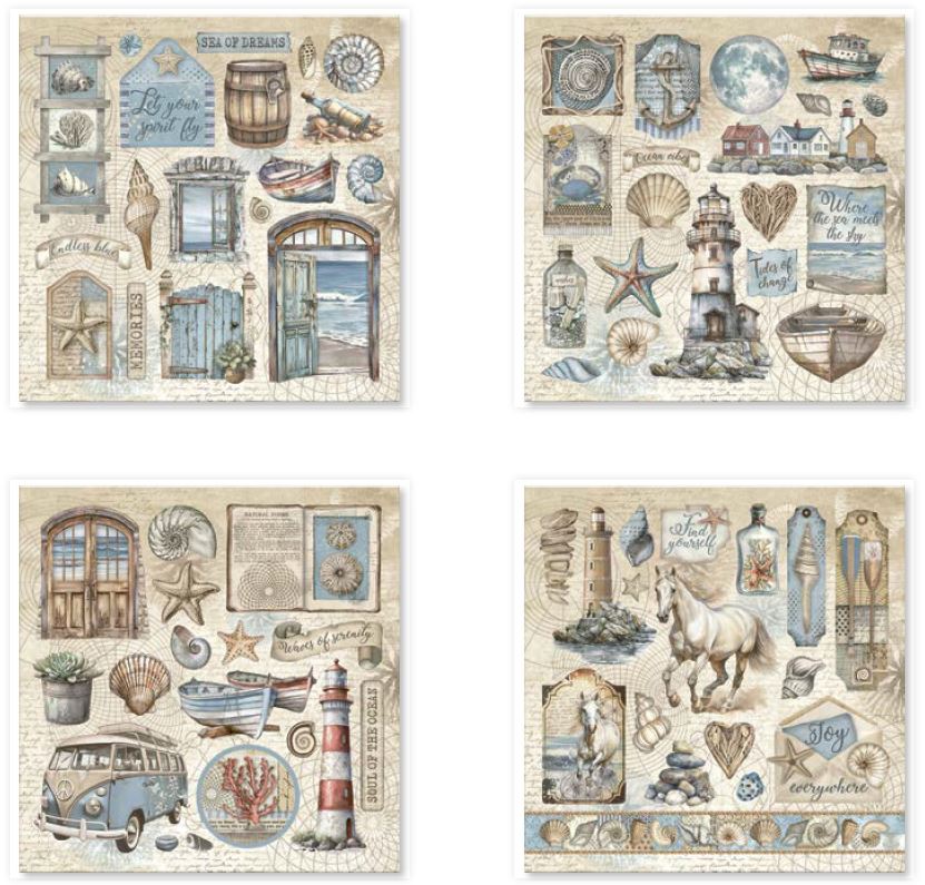 Stamperia Silent Sea Stickers (4pcs) (SBSTK01) 