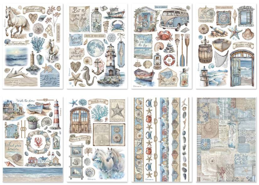 Stamperia Silent Sea A5 Washi Pad (8pcs)