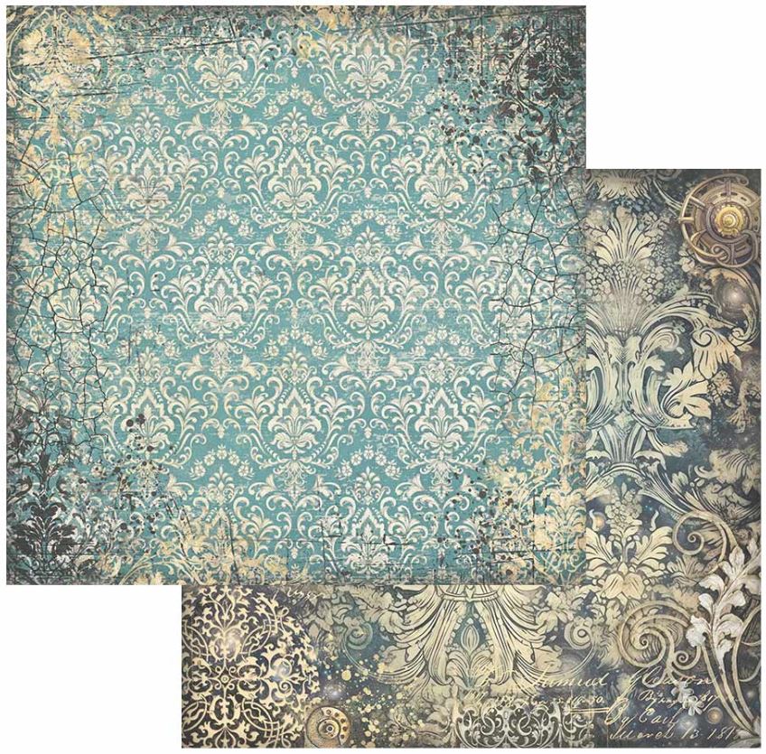 Stamperia Sir Vagabond in Fantasy World Double-Sided Paper - Turquoise Wallpaper (SBB982)