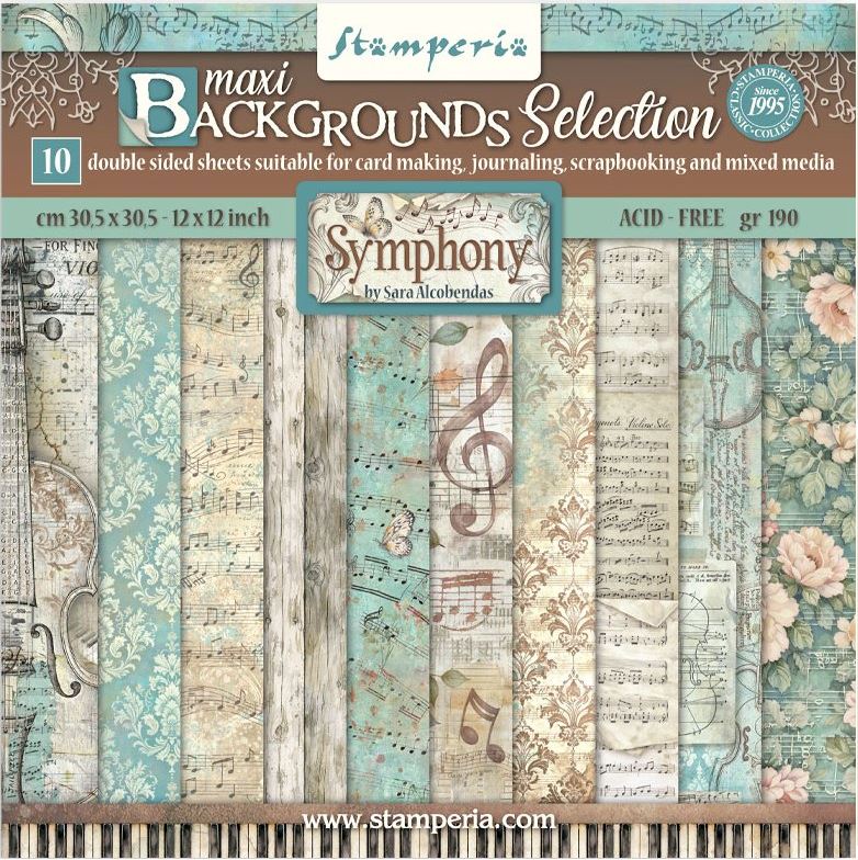 Stamperia Symphony 12x12 Inch Paper Pack BACKGROUNDS