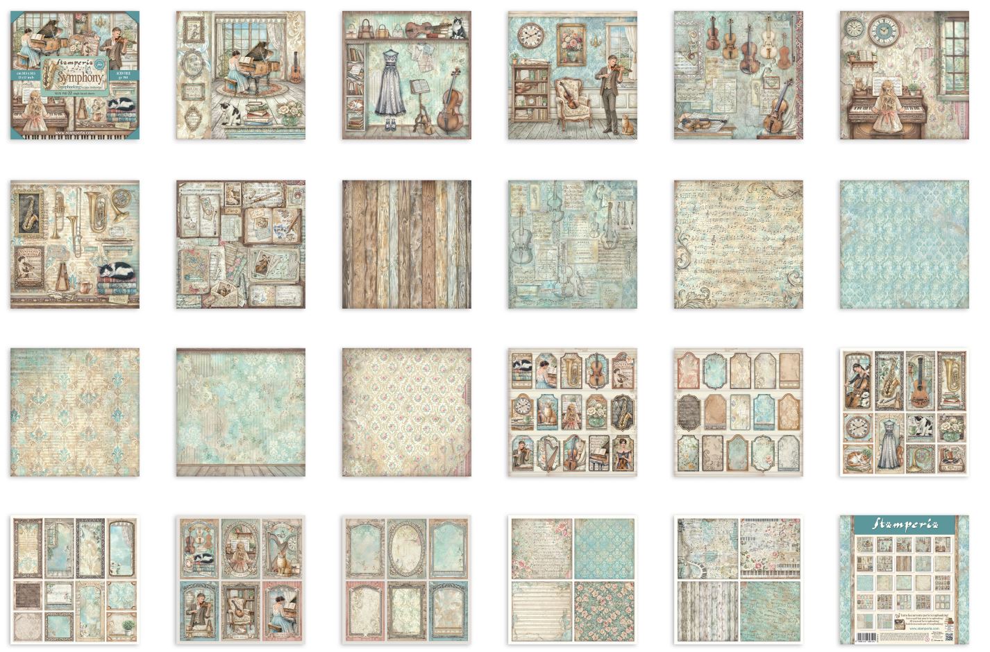 Stamperia Symphony 8x8 Inch Paper Pack (SINGLE-FACE)