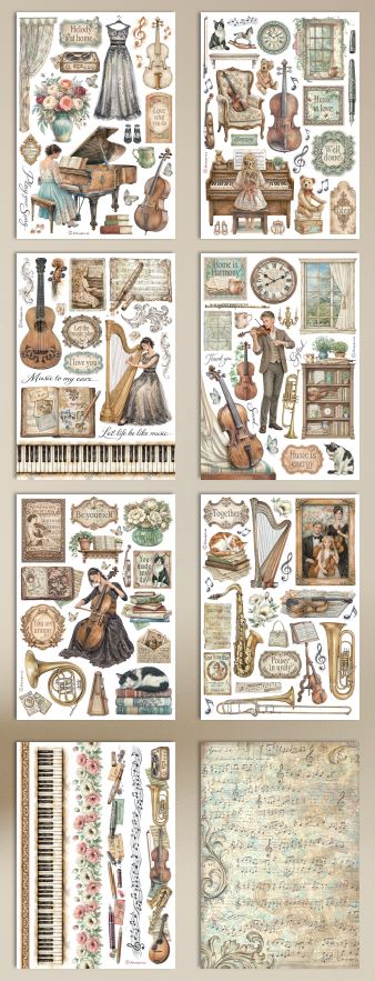 Stamperia Symphony A5 Washi Pad (8pcs) 