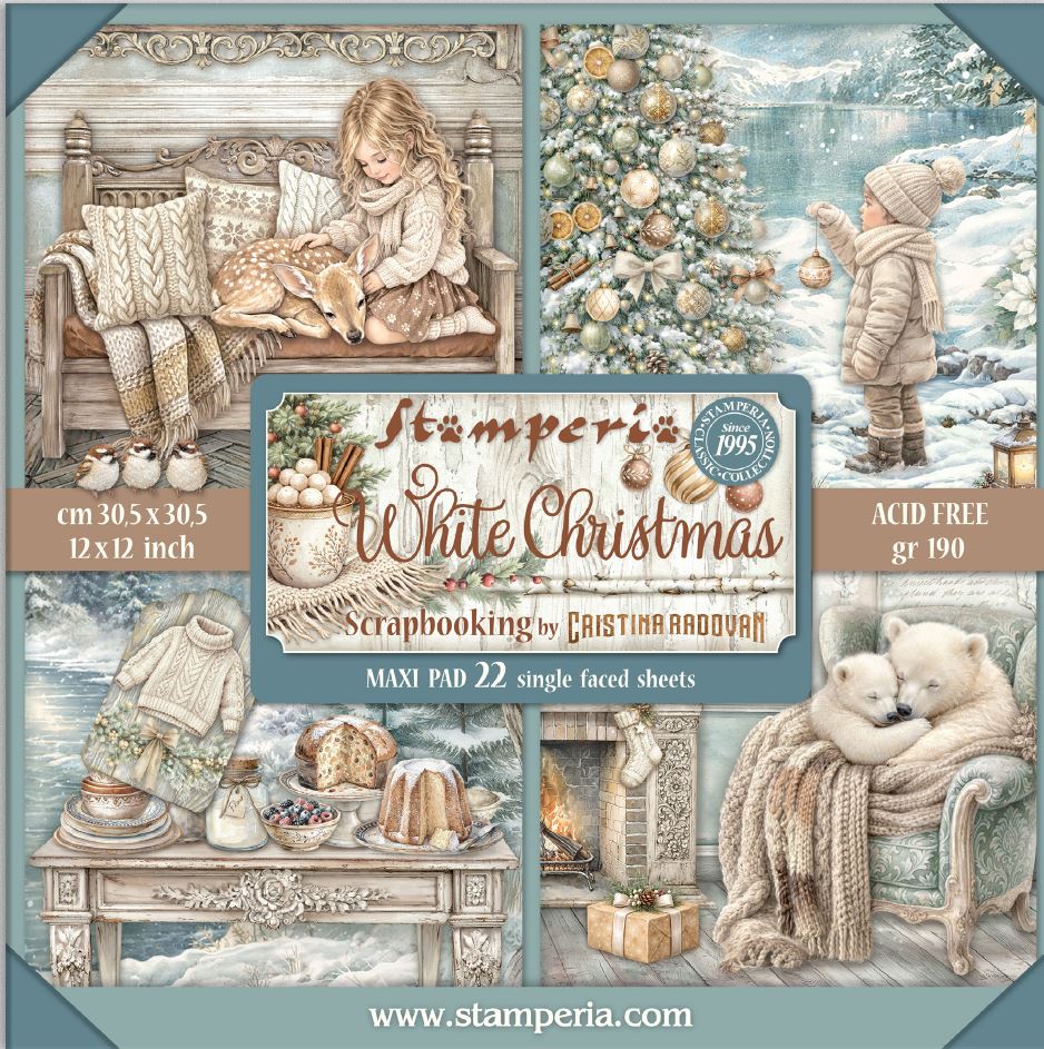 Stamperia White Christmas 12x12 Paper Pad SINGLE-FACE