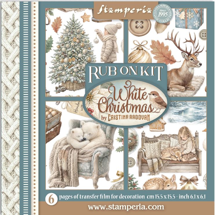 Stamperia White Christmas 6x6 Rub-On Set
