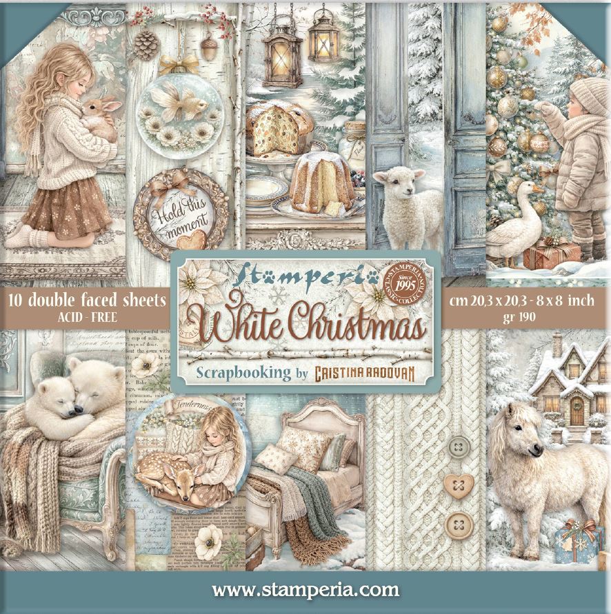 Stamperia White Christmas 8x8 Paper Pad