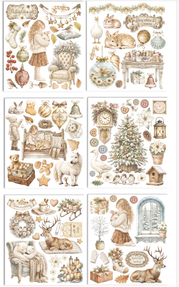 Stamperia White Christmas 8x9 Rub-On Set