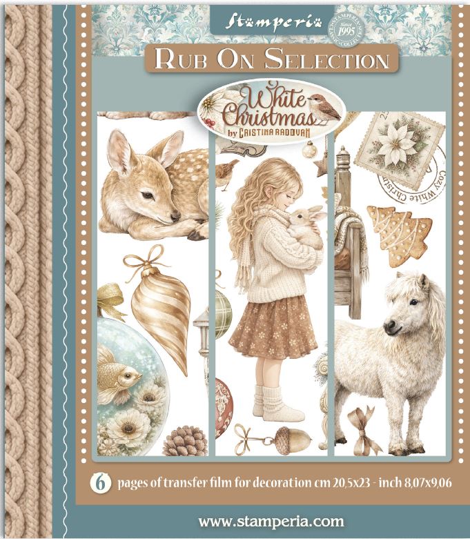 Stamperia White Christmas 8x9 Rub-On Set