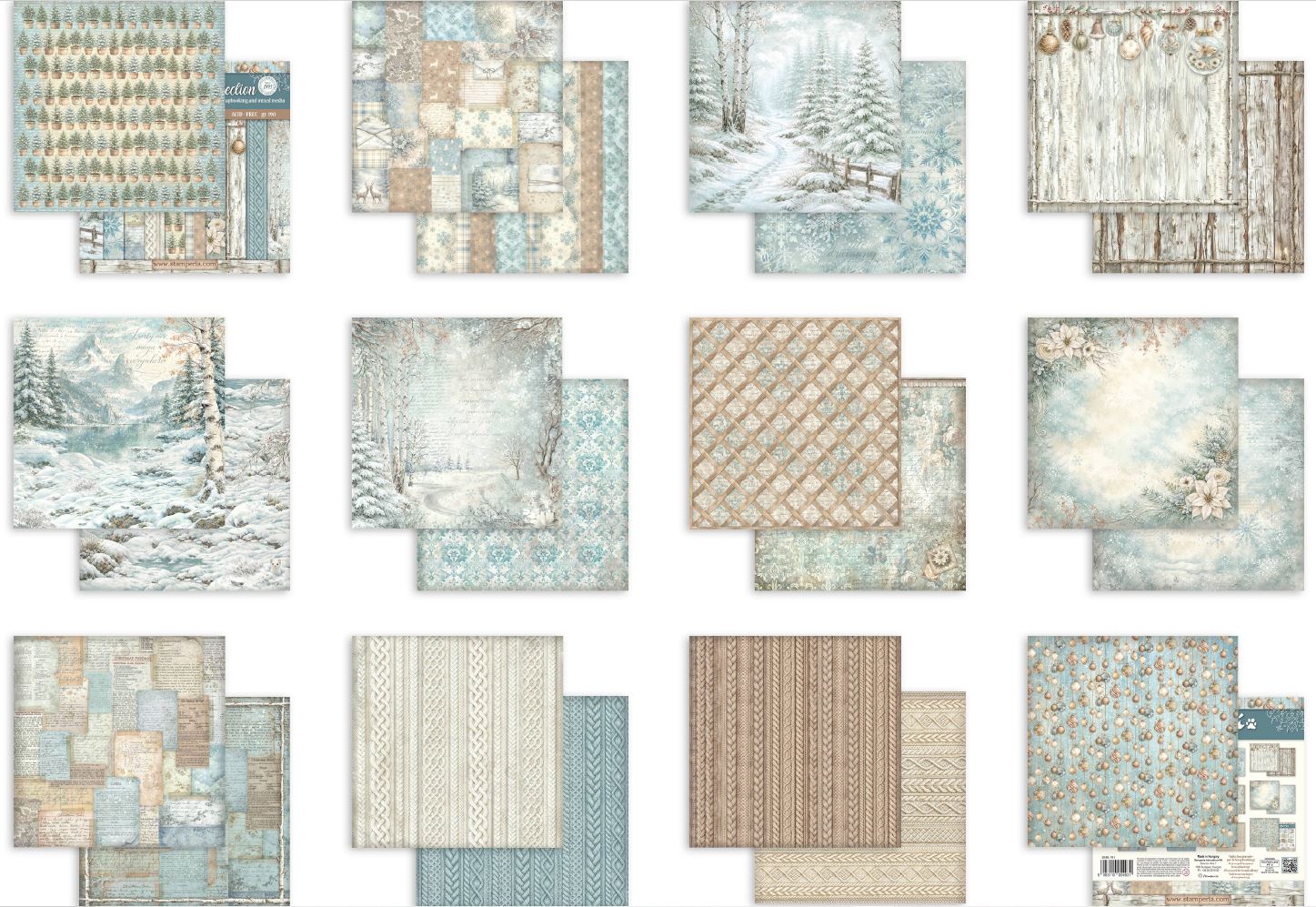 Stamperia White Christmas 12 x12 Paper Pad BACKGROUNDS