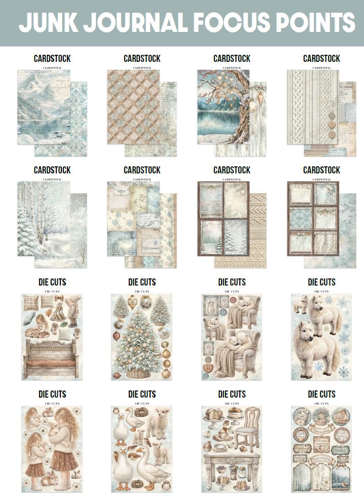 Stamperia White Christmas A5 Junk Journal Focus Points