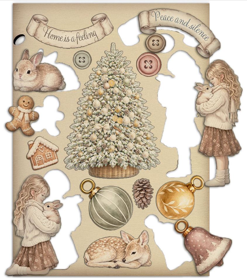 Stamperia White Christmas Coloured Wooden Shapes