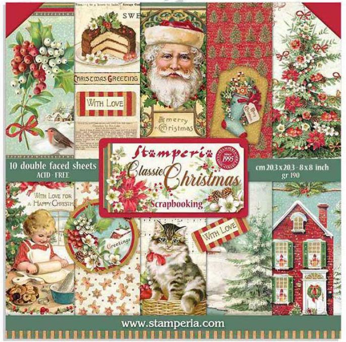 Stamperia 8x8 Paper Pack -  CLASSIC CHRISTMAS