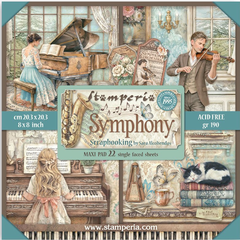 Stamperia Symphony 8x8 Inch Paper Pack (SINGLE-FACE)