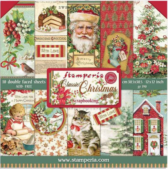 Stamperia 12x12 Paper Pack - CLASSIC CHRISTMAS