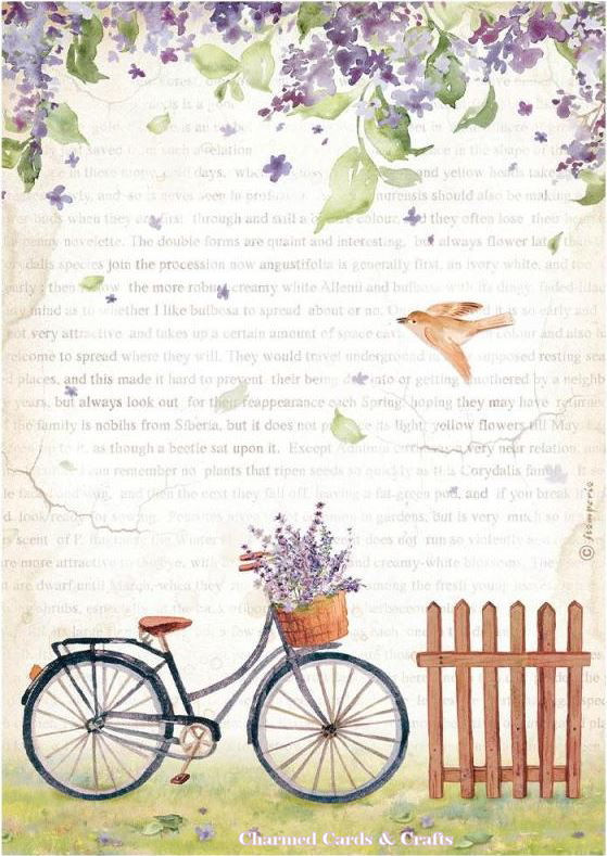 Stamperia Create Happiness Welcome Home A4 Rice Paper - BICYCLE DFSA4744