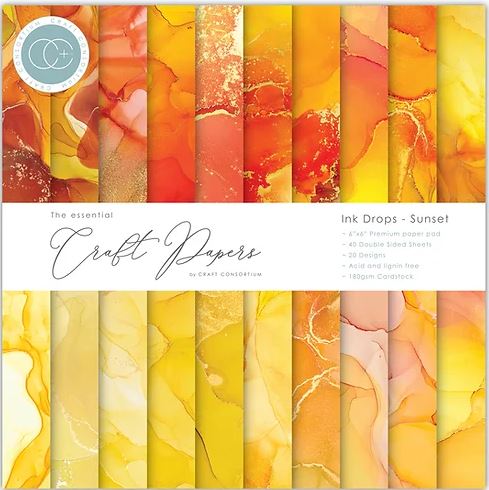 Craft Consortium Essential Craft Papers - Ink Drops - Sunset (6x6)